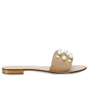 Saint Justine Natural Color Leather Slides