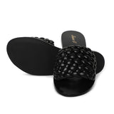 Saint Arianna Black Leather Handcrafted Woven Flats