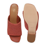 Saint Eloisa Brick Red Woven Block Heel mules