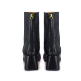 Saint Stellina Black Leather Back Zip Block Heel Boots