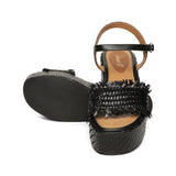 Saint Claire Black Woven Platform Sandals