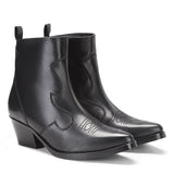 Saint Fausta Black Stitched Leather handcrafted Ankle Boots