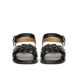 Saint Ricciarda Black Woven Leather Sandals