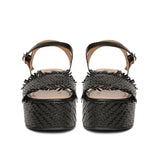 Saint Claire Black Woven Platform Sandals
