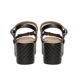 Saint Claire Black Woven Platform Sandals