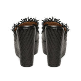 Saint Ortensia Black Woven Wedges