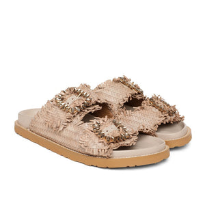 Saint Ravenna Taupe Woven Leather Sliders