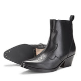 Saint Fausta Black Stitched Leather handcrafted Ankle Boots