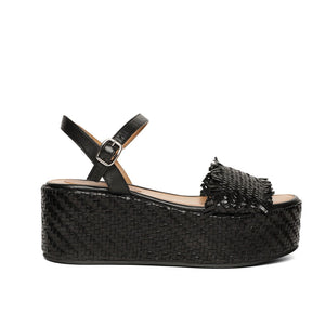 Saint Claire Black Woven Platform Sandals