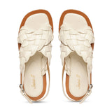 Saint Ricciarda White Woven Leather Sandals