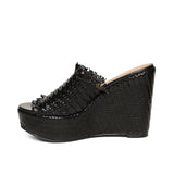 Saint Ortensia Black Woven Wedges