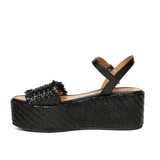 Saint Claire Black Woven Platform Sandals
