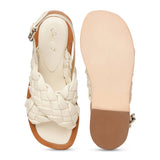 Saint Ricciarda White Woven Leather Sandals