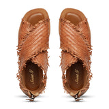 Saint Filomena Tan Woven Leather Sandals