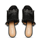 Saint Ortensia Black Woven Wedges