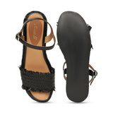 Saint Claire Black Woven Platform Sandals