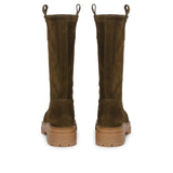 Saint Alexandra Bosco Green Suede Leather Pull On Calf Boots