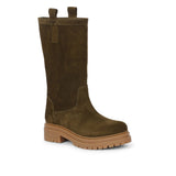 Saint Alexandra Bosco Green Suede Leather Pull On Calf Boots