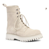 Saint Anastasia Ivory Leather Lace Up High Ankle Boots