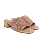Saint Eloisa Peach Woven Block Heel Mules