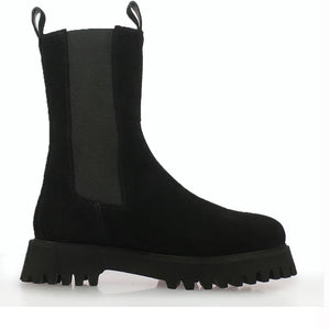 Saint Paolina Black Suede Leather High Ankle Boots