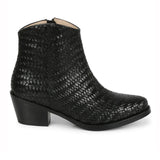 Saint Leone Black Woven Leather Ankle Boots
