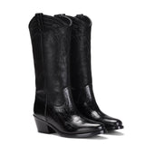 Saint Trinity Black Patent Leather cowboy Calf Length Boots