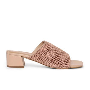 Saint Eloisa Peach Woven Block Heel Mules