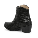 Saint Leone Black Woven Leather Ankle Boots