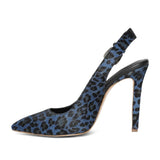 Saint Verona Hair On Leather With Blue Leopard Print Kitten Heels