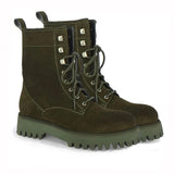 Saint Anastasia Bosco Green Leather Lace Up High Ankle Boots