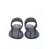 Saint Rosalia Black Leather Flat - SaintG