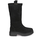 Saint Alexandra Black Suede Leather Pull On Calf Boots