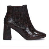 Saint Milana Brown Croco Embossed Vegan Leather Ankle Boots