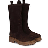 Saint Alexandra Brown Suede Leather Pull On Calf Boots