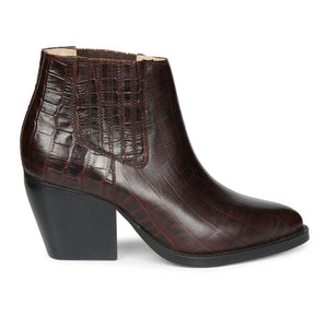 Saint Jolina Brown Croco Embossed Leather Ankle Boots