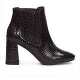 Saint Edwina Brown Croc Embossed Vegan Leather Ankle Boots