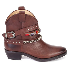 Saint Frances Brown Leather Cowboy Ankle Boot