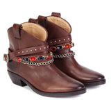Saint Frances Brown Leather Cowboy Ankle Boot