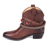 Saint Frances Brown Leather Cowboy Ankle Boot