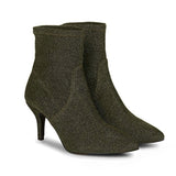 Saint Callista Gold Glitter Stretch Fabric Pointed Toe Ankle Boots