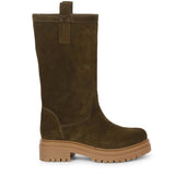 Saint Alexandra Bosco Green Suede Leather Pull On Calf Boots