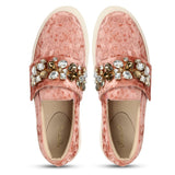 Saint Kacey Peach Velvet Sneaker