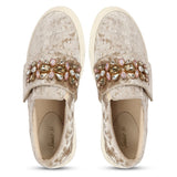 Saint Kacey Beige Velvet Sneaker