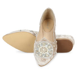 Saint Morwenna Hand Embroider Beige Ballerina