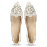 Saint Morwenna Hand Embroider Beige Ballerina