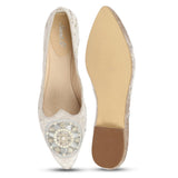 Saint Morwenna Hand Embroider Beige Ballerina