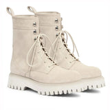 Saint Anastasia Ivory Leather Lace Up High Ankle Boots