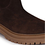 Saint Alexandra Brown Suede Leather Pull On Calf Boots