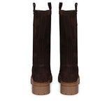 Saint Alexandra Brown Suede Leather Pull On Calf Boots